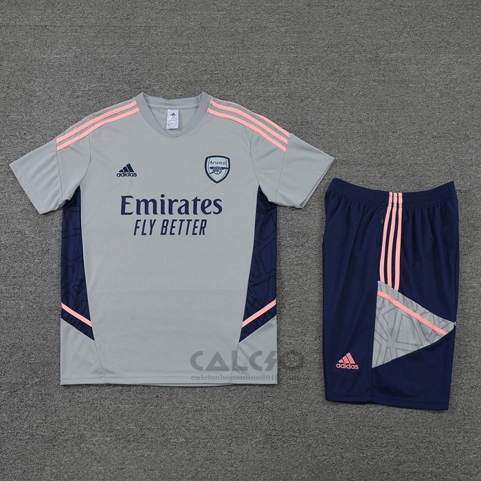 Tuta da Track Arsenal Manica Corta 2022-2023 Grigio - Pantaloncini
